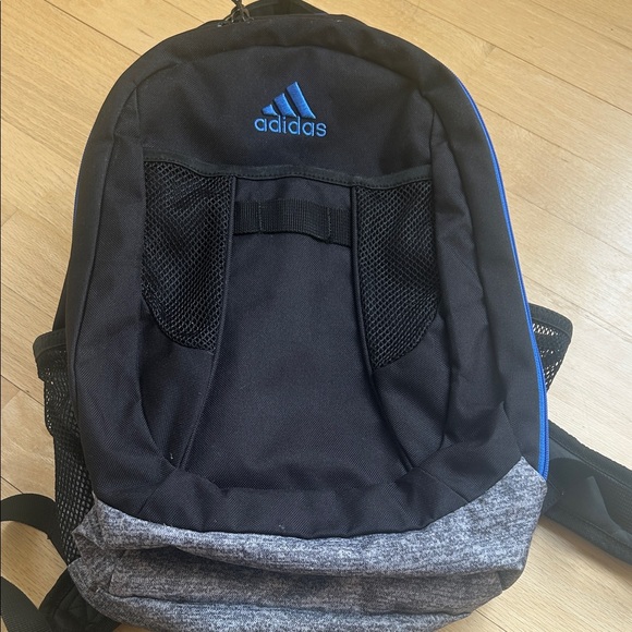 Adidas Atkins Unisex Black and Gray Backpack with Blue Accents - Picture 1 of 6